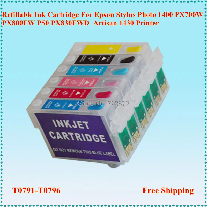 

T0791 Refillable Ink Cartridge for EPSON Stylus Photo 1400 1500W P50 Artisan 1430 PX650 PX660 700W 710W 720WD Printer With Chip