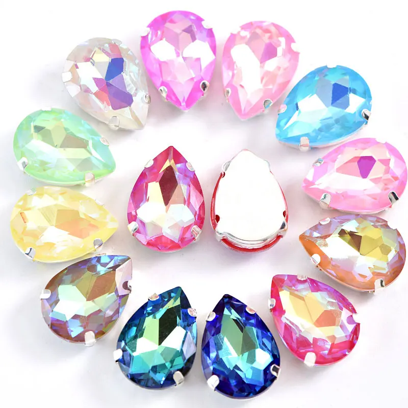 Mixed Light Colors 13x18 мм 20 шт. Teardrop свет Красочные стекло пришить стразы с коготь падение кристалл для нашивки коготь стразы для одежды B3772 - Цвет: Mixed Light Colors
