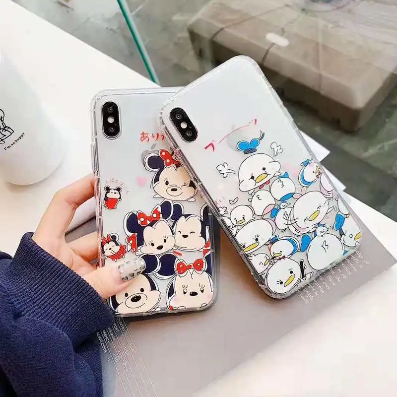 

Cute Mickey Donald Duck mobile phone case for iphoneX XS MAX simple fashion bow phone case for iphone 6 7 8plus back cover.