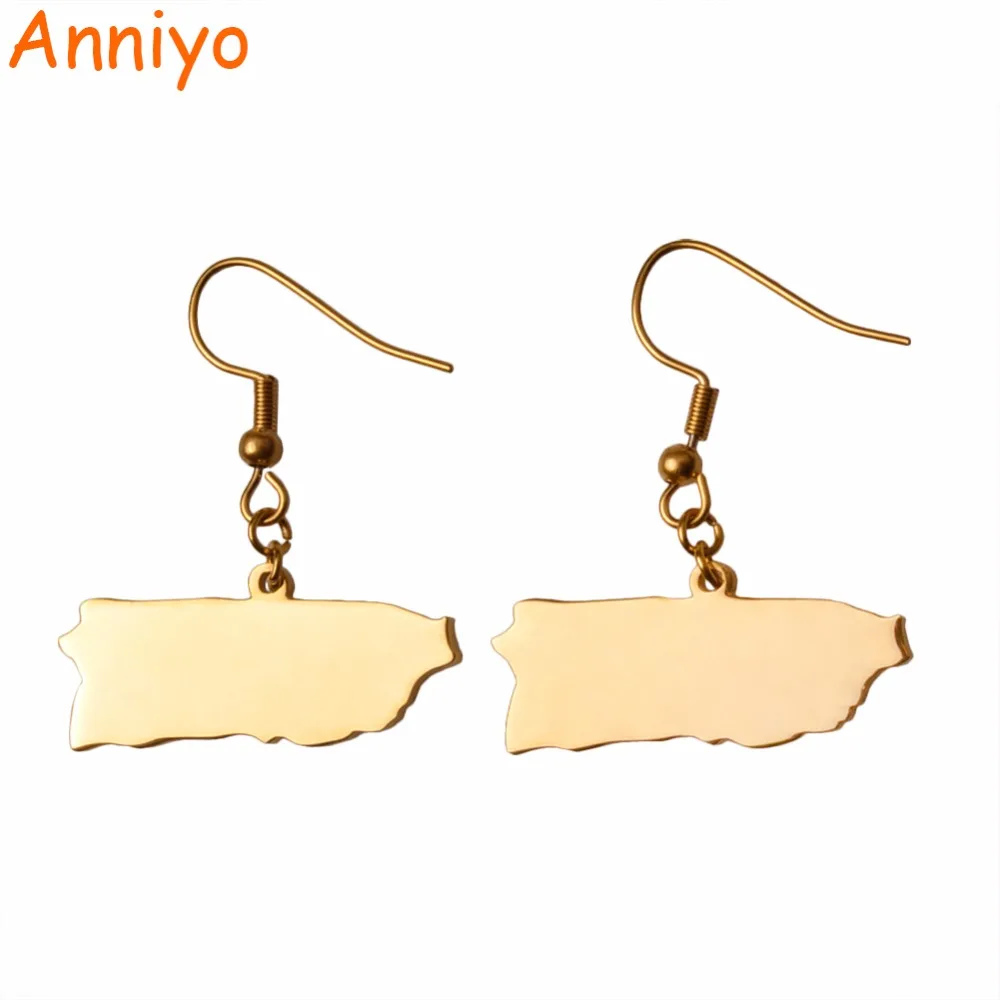 

Anniyo Gold Color Puerto Rico Map Earrings for Women/Girls,PR Maps Charm Jewelry Gifts #032721