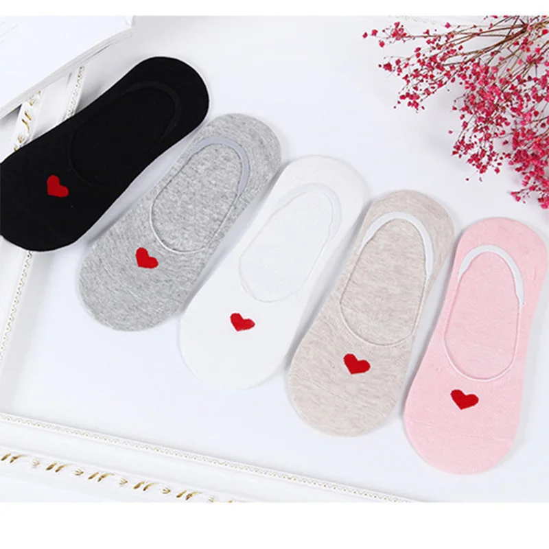 Summer Shallow Mouth Boat Socks Ladies Fashion Version Of The Non-slip Love Invisible Socks Woman 5pairs/lot =10pieces