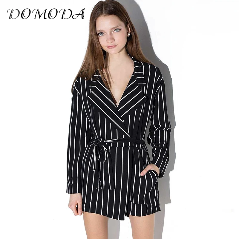 DOMODA одежда Цвет Блок Полосатый Playsuit контраст элегантный дизайн короткий