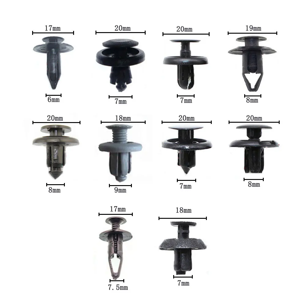 SITAILE 100pcs Plastic Mixed Car Fastener Vehicle Auto Bumper Clips Retainer Rivet Door Panel Fender Liner for Honda Toyota AUDI