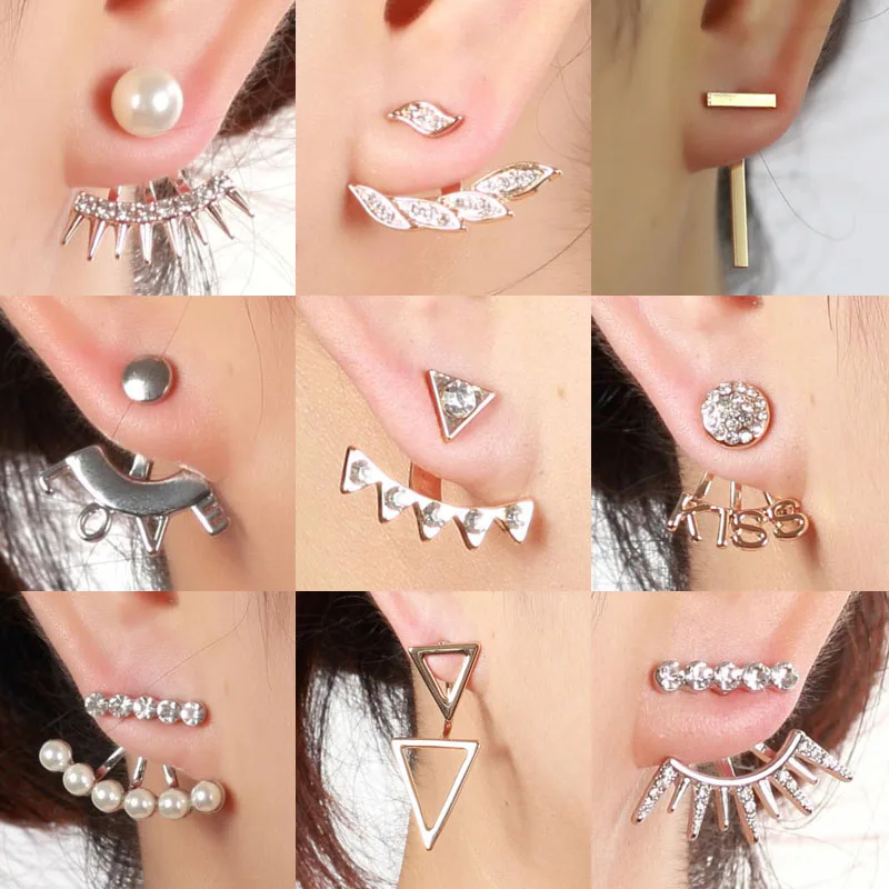 SMJEL, свадебные ювелирные изделия из кубического циркония, жемчужные треугольные серьги-гвоздики для женщин, серьги с надписью Love Kiss EJ047