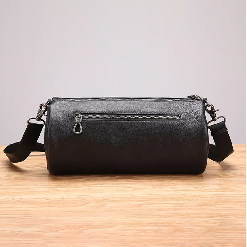 AETOO Leather male bag cylinder packets shoulder oblique cross horizontal men's retro head cowhide bag