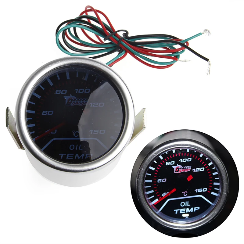 

1 set 52mm 52mm Car Universal Smoke Lens LED Pointer Oil Temp Temperature Gauge Meter Car Truck Parts Gauges