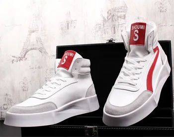 

New Mens Thick sole Sneakers Casual Flats Shoes Autumn Luxury Unisex Hip Hop Male High Top PU Leather Shoes Sneakers