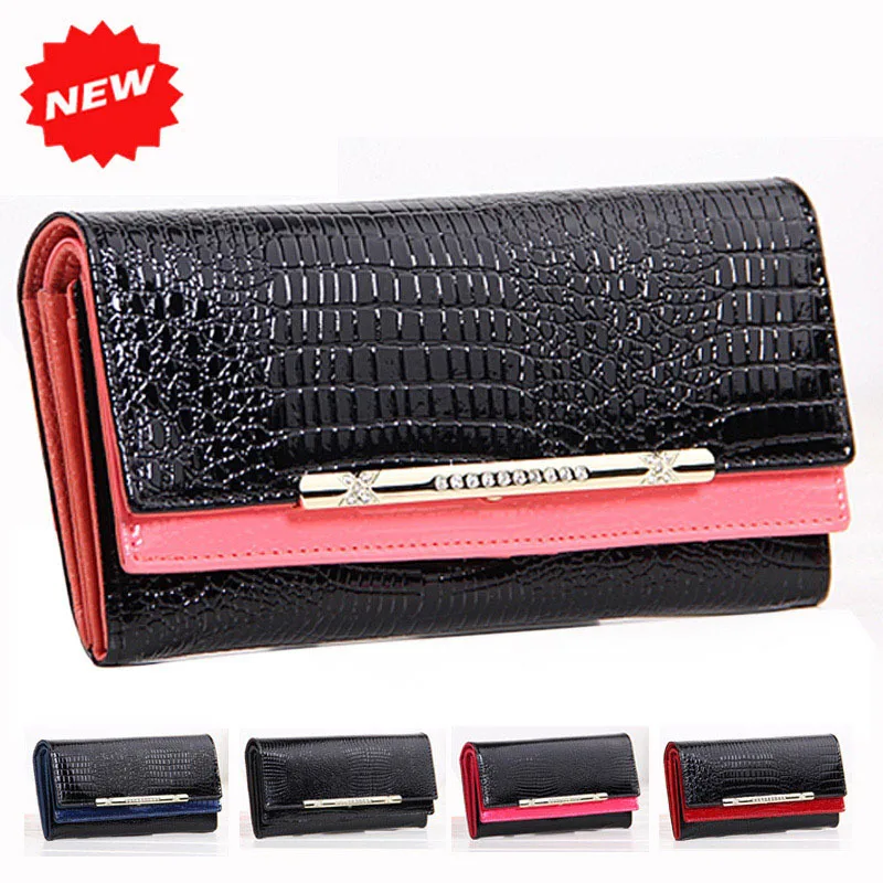  Luxury women wallets patent leather high quality designer brand wallet lady fashion clutch casual female purses party bag 