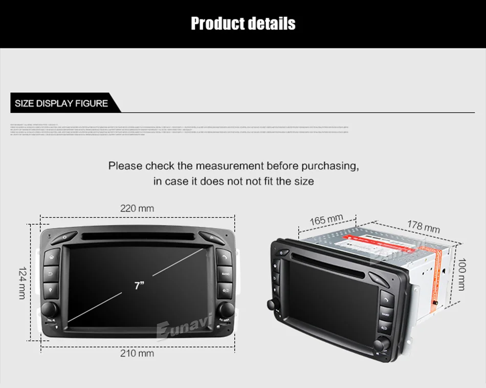 Cheap Eunavi 7" 2 Din 1024*600 HD Octa Core 4GB 32GB Android 8.0 Car DVD GPS For Benz C-Class W203 W209 G-Class W463 A Class W168 Vito 26