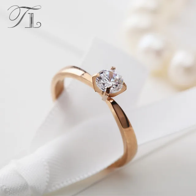 Tl Bridal Wedding Rings For Women New Simple Design Elegant Gold Tl Bridal Wedding Rings For Women New Simple Design Elegant Gold Color Cubic Zirconia Finger