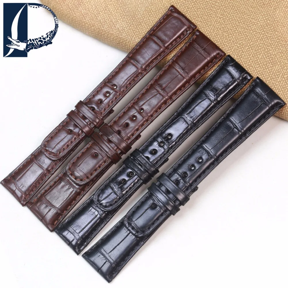 Pesno Suitable for A Lange Sohne 19 20mm Black Brown Genuine Leather Watchband Crocodile Leather font