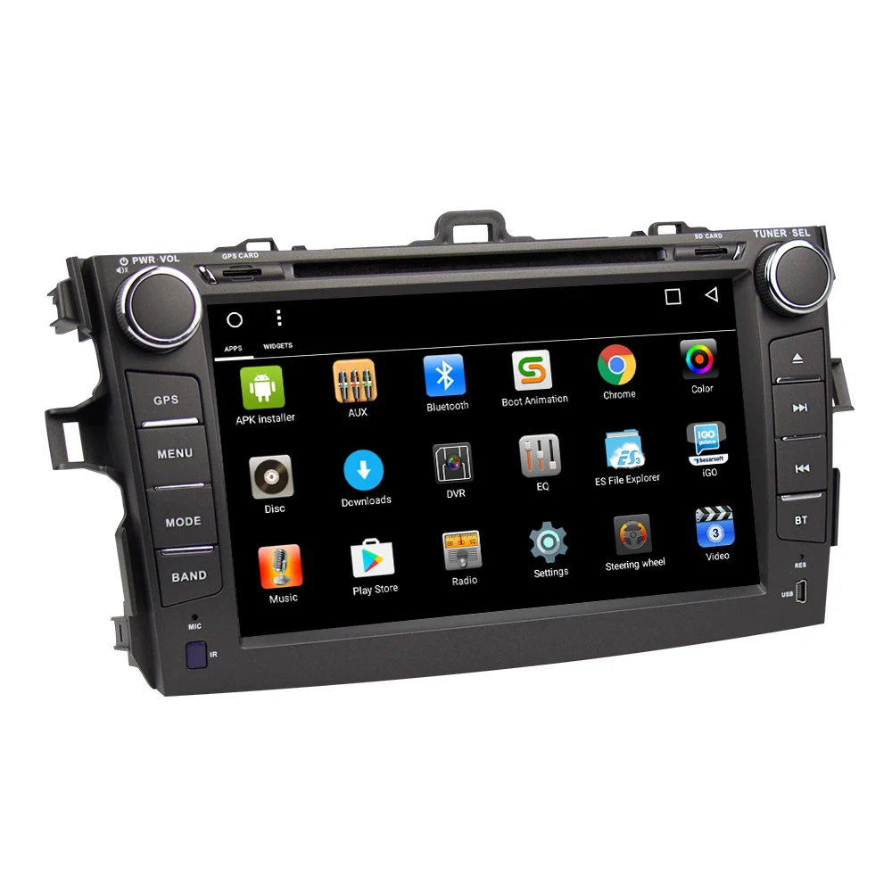 Eunavi 2 din Android 7.1 car dvd player gps for Toyota Corolla 2007 2008 2009 2010 2011 8 inch 1024*600 screen car stereo radio