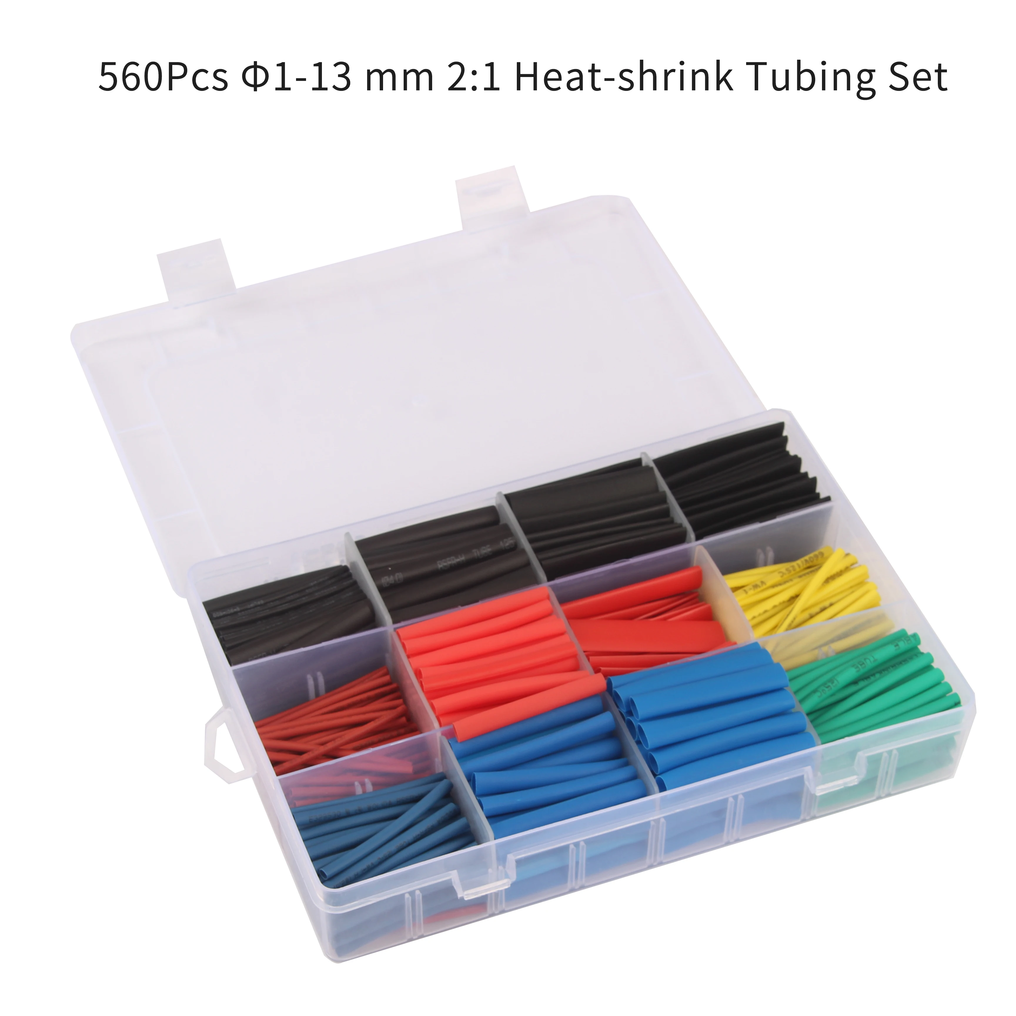 560Pcs Φ1.0-13 mm 2:1 Heat-shrink Tubing Heat Shrink Heatshrink Tube Electrical Sleeving For DIY Home Car Auto