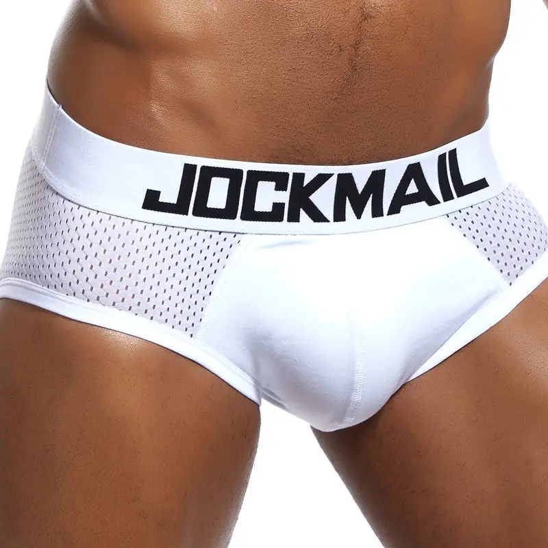 JOCKMAIL Брендовое Мужское нижнее белье, боксеры, сексуальные хлопковые боксеры, Мужские боксерские шорты для геев, нижнее белье для мужчин, мужские трусы для мальчика - Цвет: Белый