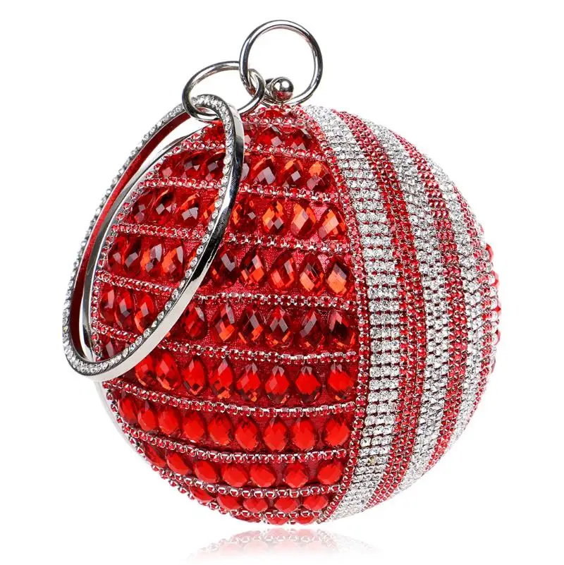 Hot 2017 Round Clutch Bags Red Mini Clutches Silver Black Evening Bag party Purse Shoulder ...