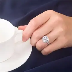 Марка 925 ювелирные изделия Серебряная свадьба кольцо невесты палец Мода Подушка 3ct 5a Цирконий, фианит кольца для Для женщин размер 5-10