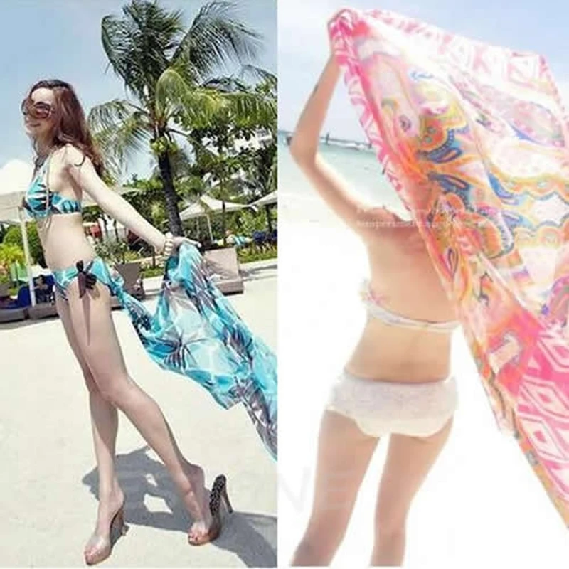 

Sexy Ladies Bikini Swimwear Cover Chiffon Wrap Dress Pareo Sarong Beach Up Scarf