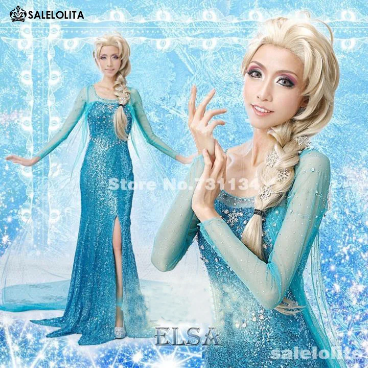 2016 Adult & Kids Elsa Gowns Dress Dairy Queen Elsa Pure Handmade Cosplay Costumes For Women 