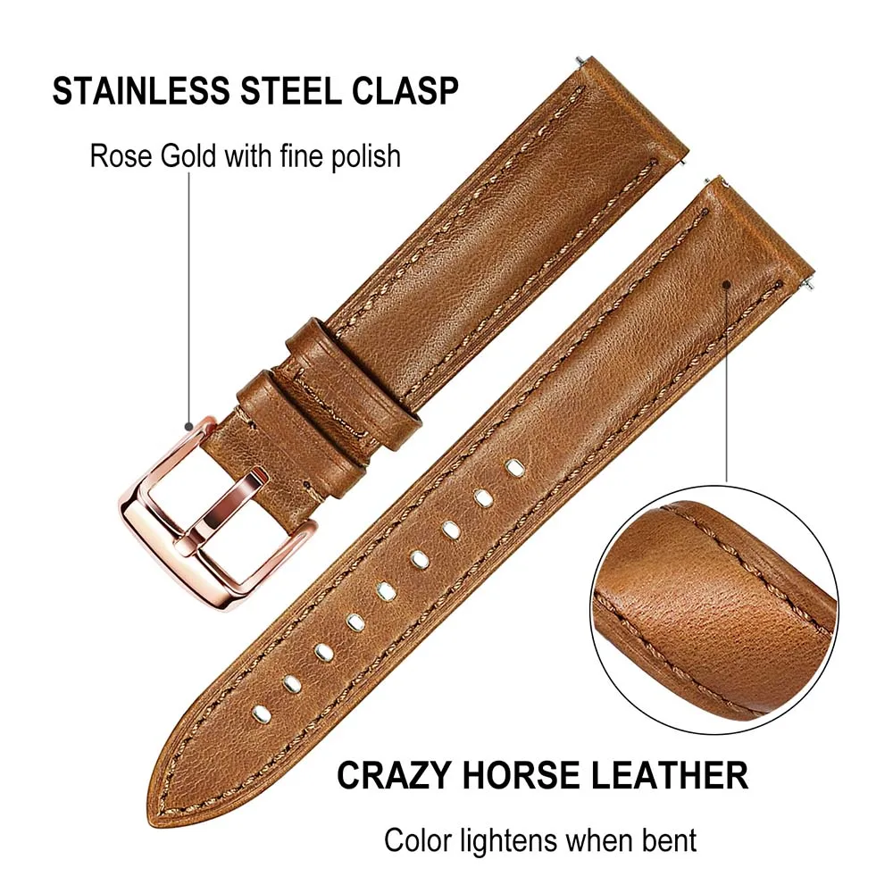 Ремешок для часов Crazy Horse из натуральной кожи быстросъемный ремешок Fossil Gen 4 Q Venture HR