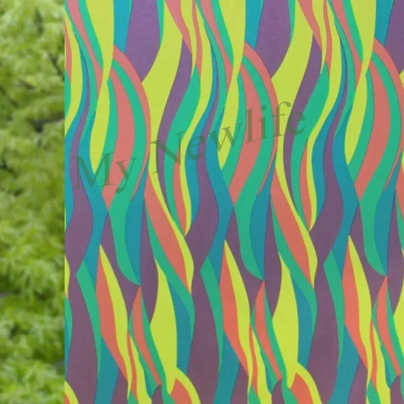 

Rainbow waves Frosted Window Film home Decorative Stained Glass film Opaque Self-adhesive furniture film window Sticker 60*200cm