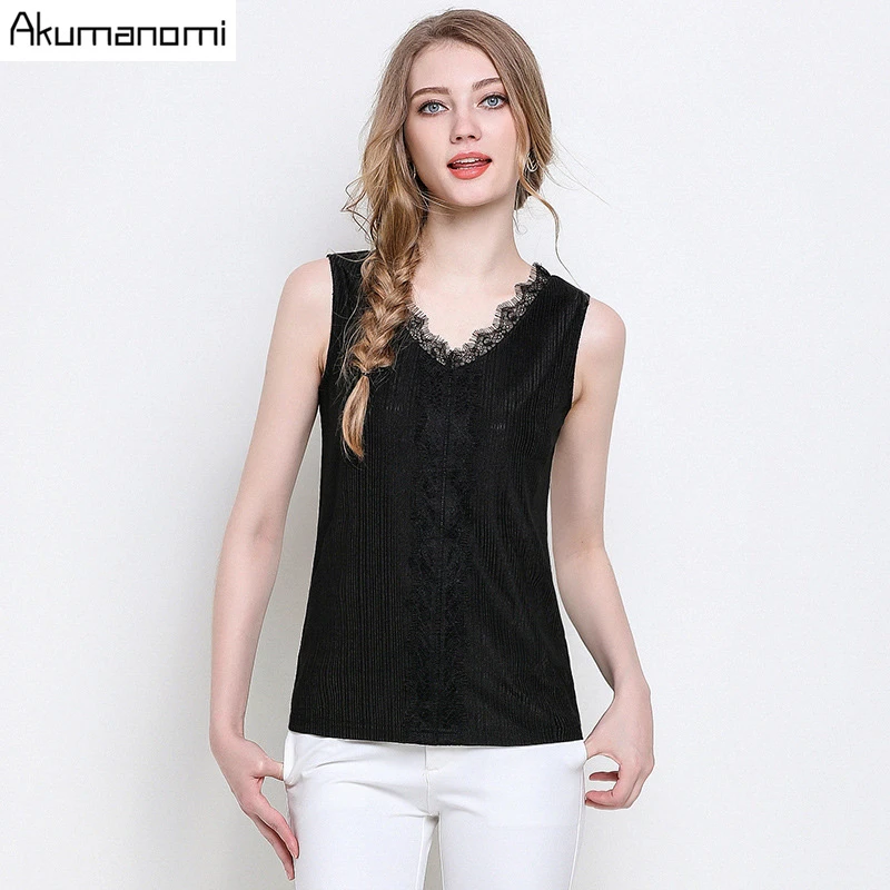 

Tank Top Women Plus Size 5xl-l Sexy Slim Women's Summer Lace Tank Tops Female Ladies Solid Black Sleeveless V-Neck Vest T Shirts