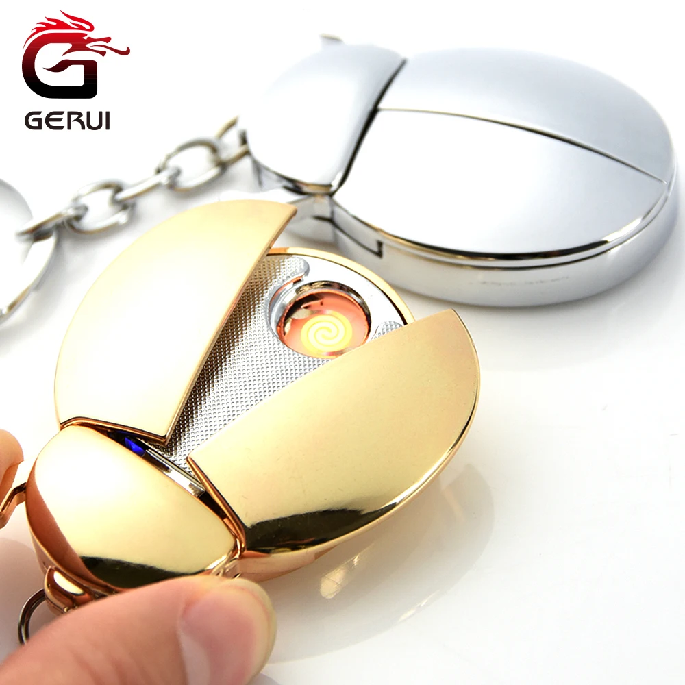 GERUI Design Funny Beetle USB Lighter font b Electronic b font Rechargeable Side Switch Windproof Lighter