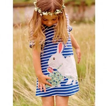 

2016 Hot Cute Baby Kids Girls Summer Dress Rabbit Cartoon Dress Clothes 2-7Y