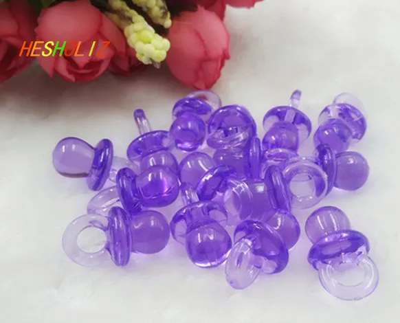 100 шт. мини пустышки Baby Shower пользу Ясно Фиолетовый Девушка Декор партии Аксессуары