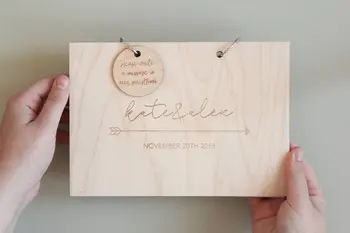 

Script Guest Book, Personalised Guest Book, Engraved Guestbook Boho Guest Book, Wooden Guest Book, Calligraphy Guestbook