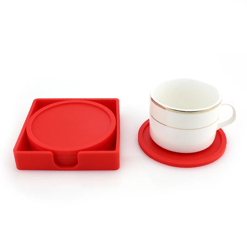 1 set Silicone Drink Coaster Placemats Table Mats Cup Pads Tray Kitchen Supplies Kit-Drop