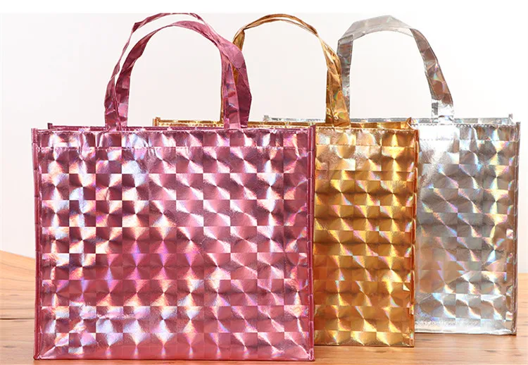 

100PCS/LOT Full New Laser Material Customs Print LOGO Severl Style Option Non-woven Gift Bag