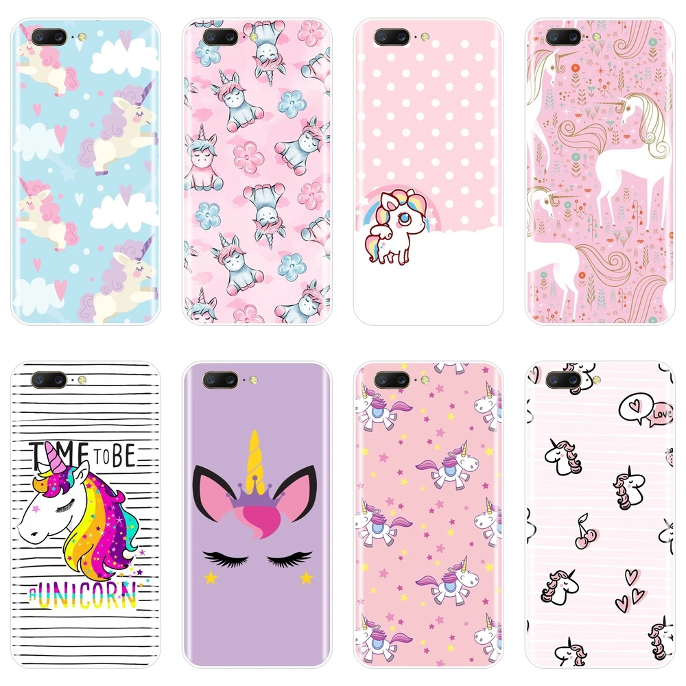 Розовая девушка Kawaii милый единорог задняя крышка для OnePlus 3 3T 5 5T 6 6T мягкий