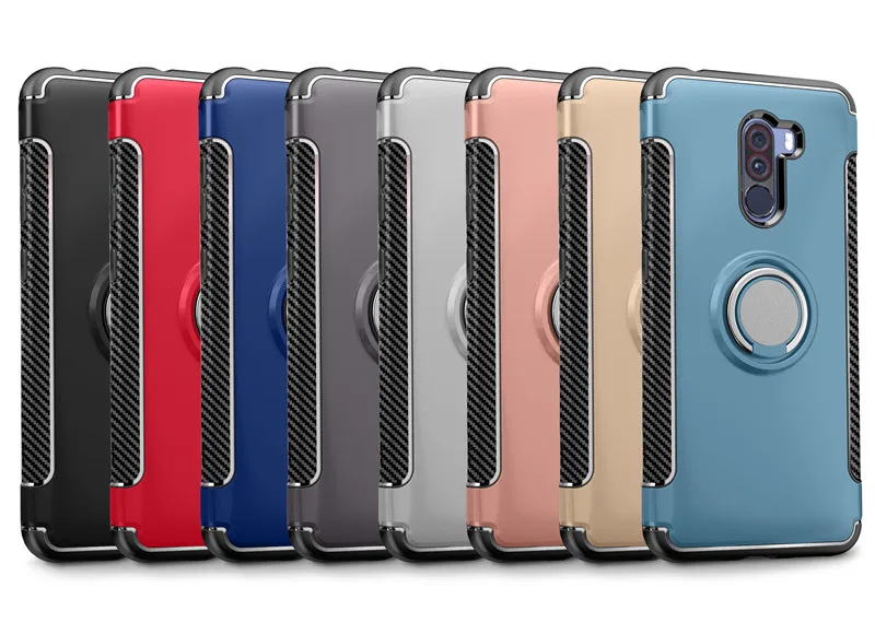 POCOPhone F1 Case Armor Ring Magnetism Holder Shockproof TPU+PC Cases for Xiaomi POCO Phone F 1 Cover Coque For Pocophone F1