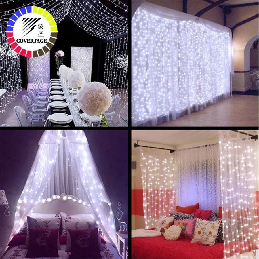 Coversage 3X3M Christmas Garlands LED String Christmas Net Lights Fairy Xmas Party Garden Wedding Decoration Curtain Lights Coversage 3X3M Christmas Garlands LED String Christmas Net Lights Fairy Xmas Party Garden Wedding Decoration Curtain Lights
