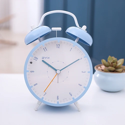 Горячая Распродажа, кварцевые часы Despertador, студенческие милые часы с будильником, бесшумные Детские Мультяшные простые металлические игольчатые круглые часы с подсветкой - Цвет: 4 inch blue