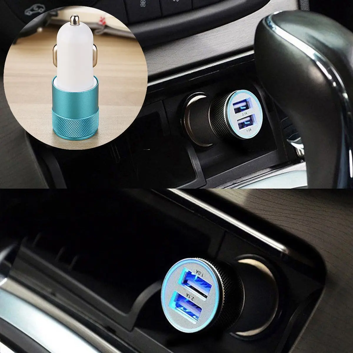 

Universal 2 in 1 USB Car Auto Charger Charging Socket Lighter 2.1A Plug and Play