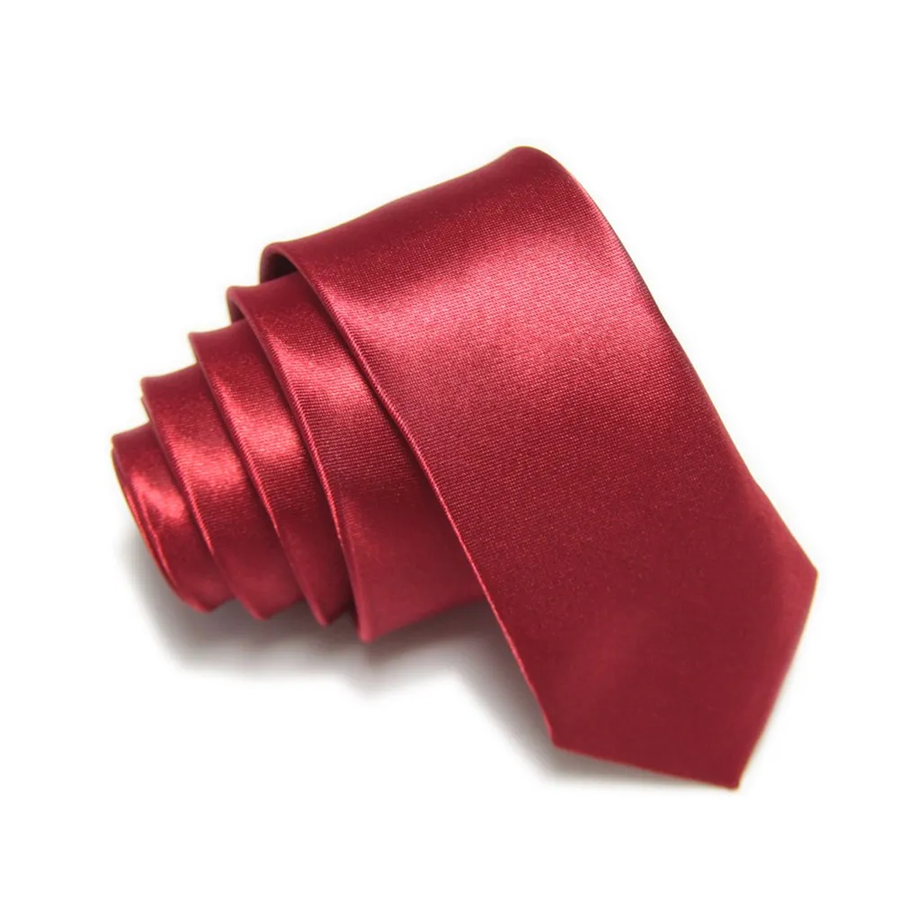 Однотонный тонкий галстук изящный галстук для мужчин модный галстук из полиэстера Gravata corbatas серебристый - Цвет: Red2
