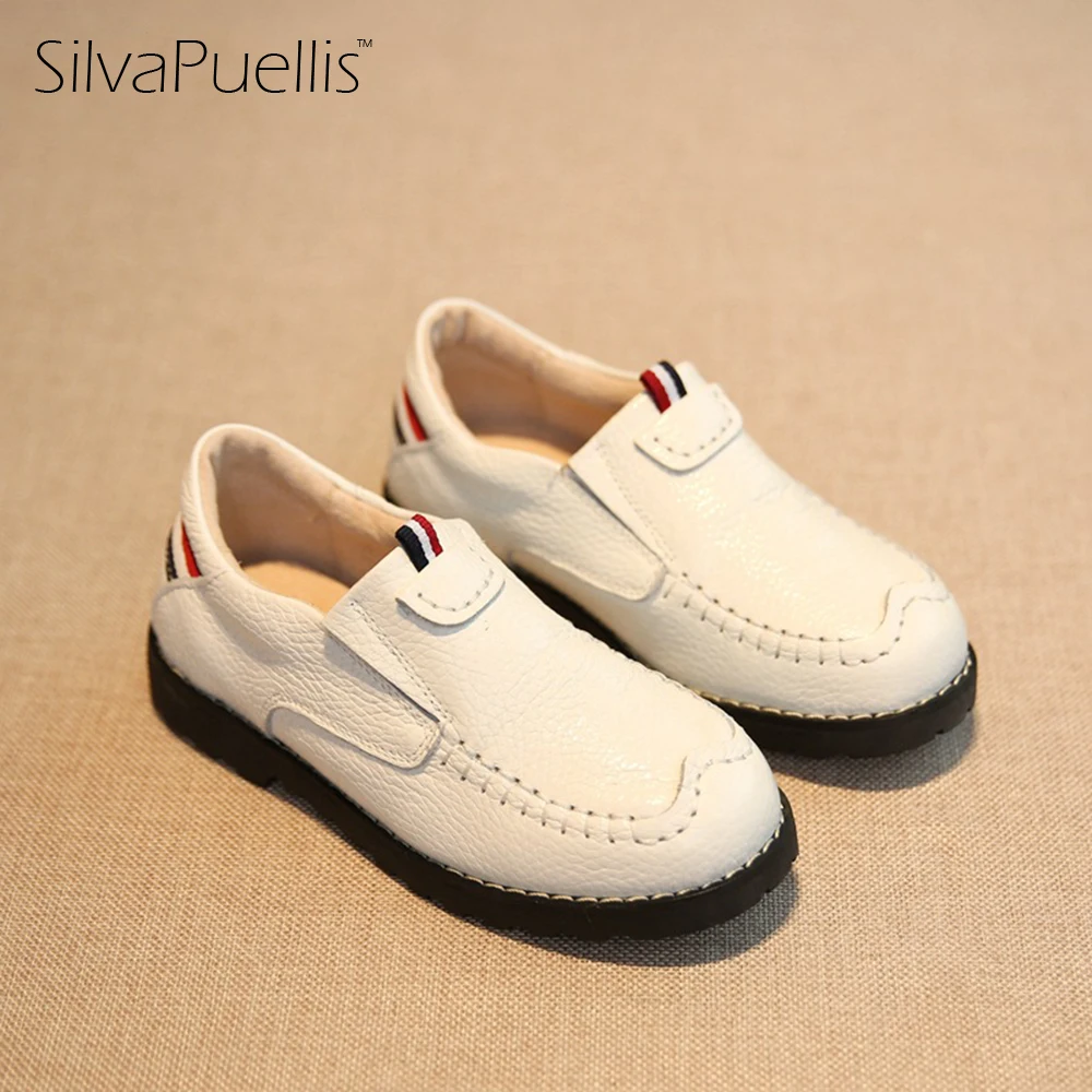 SilvaPuellis 2017 Children's Simple Fashion Oxford Shoes Kids Party Dress Shoes Unisex Solid Casual Cow Muscle Flat Shoes 