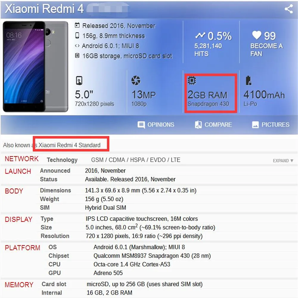 红米4参数截图