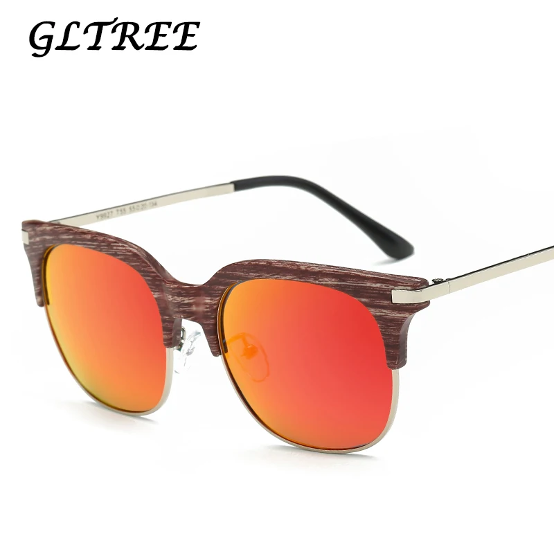

GLTREE Fashion Brand Wooden Sunglasses Women HD Polarized Frame UV400 Mirror Male Sun Glasses Women For Men Oculos de sol G58