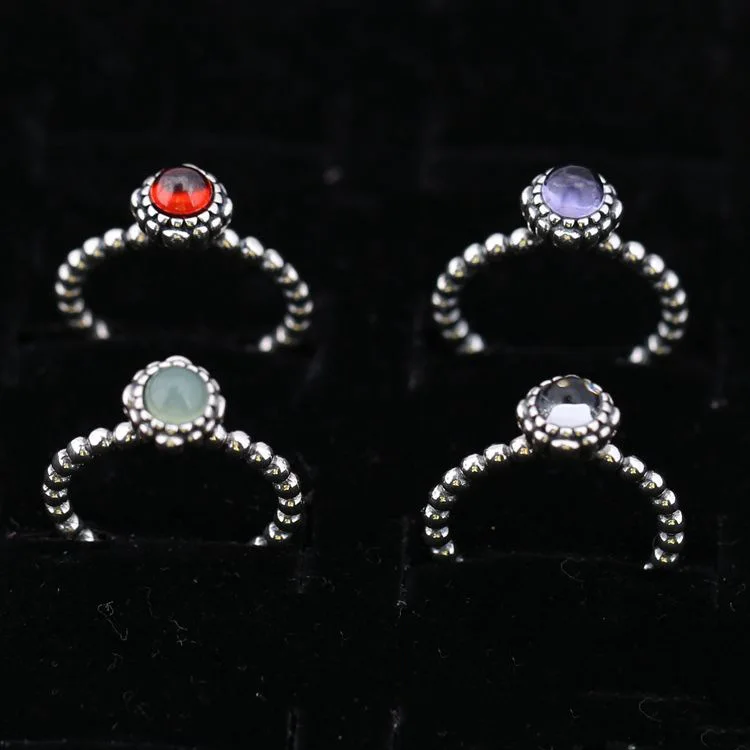

Authentic 925 Sterling Silver Ring Birthday Blooms Stackable Ring With Crystal For Women Wedding Party Gift Fine Pandora Jewelry