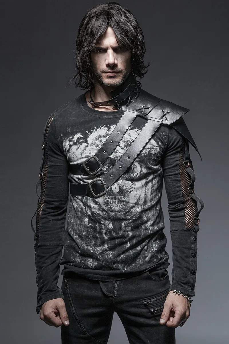 S-172 One-Shoulder Standard Collar Punk Leather wraps korean history fashion accessories factories