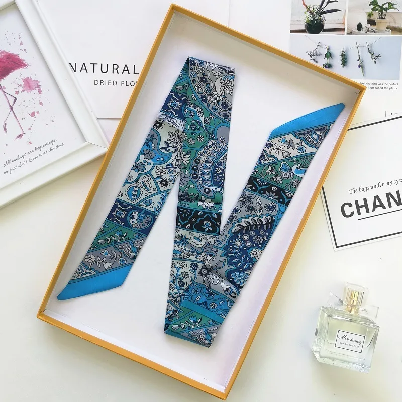 

Ins Decoration Shirt Ribbon Hair Luxury New Women Silk Scarf Bag Skinny Constellation 2020 Design Wrist Head Band Small Tie