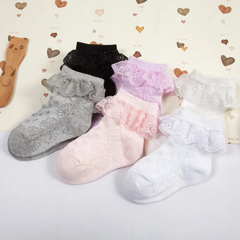 

12 Pairs/Lot Girl Socks kids toddler cotton lace ruffle princess mesh socks kids toddler cotton lace ruffle princess mesh socks