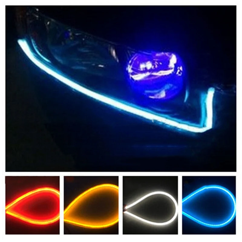 

2Pcs/Lot Ultrafine Waterproof DRL 30 60cm Daytime Running Light Flexible Soft Tube Guide Car LED Strip Turn Signal Light