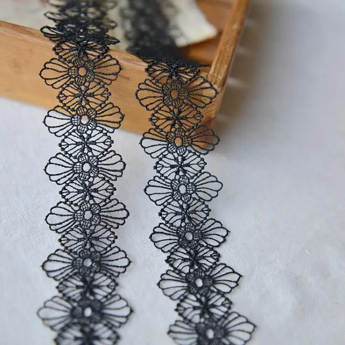 

5 Meters/lot 4cm Width Polyester Lace Trim Sewing Material Lace Accessories High Quality Black Lace Fabric Ribbon