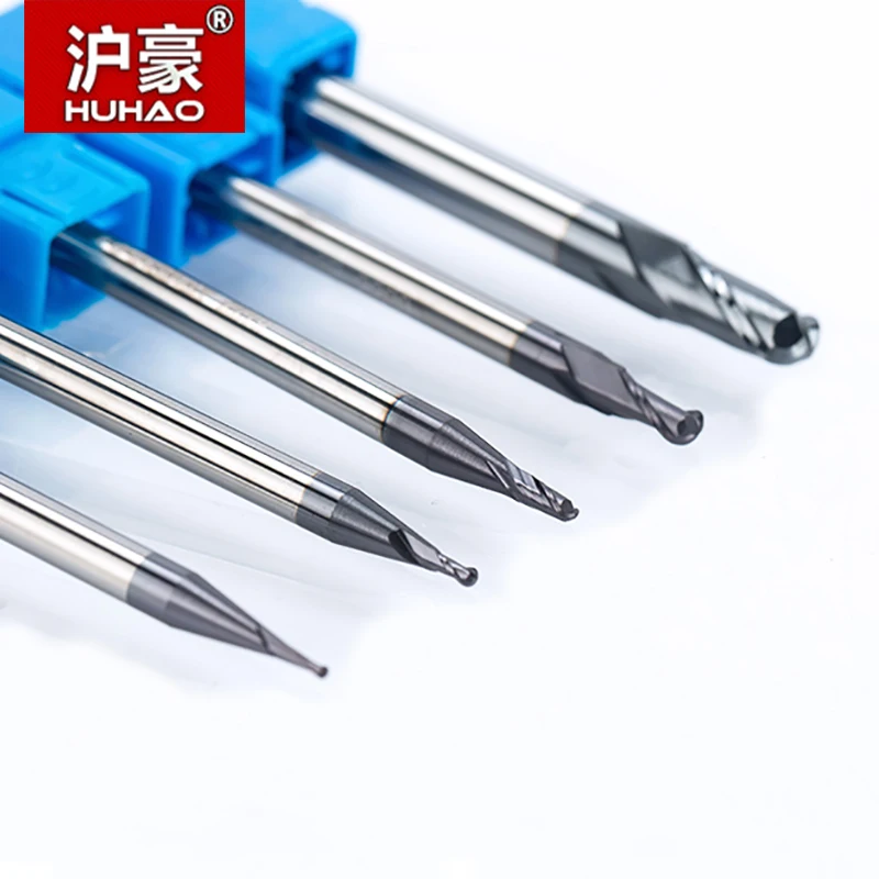 HUHAO 1pc 2 flutes Ball Nose Solid Carbide End mills CNC Milling Cutter HRC45 R0.5 0.75 1 1.75 3 5mm cnc tools milling cutter