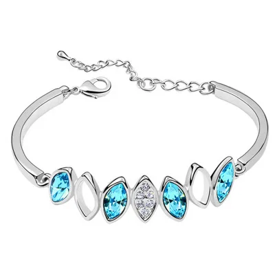 

New fashion colorful crystal bracelet tide silver bracelet crystal rhinestone high jewelry with female birthday gift