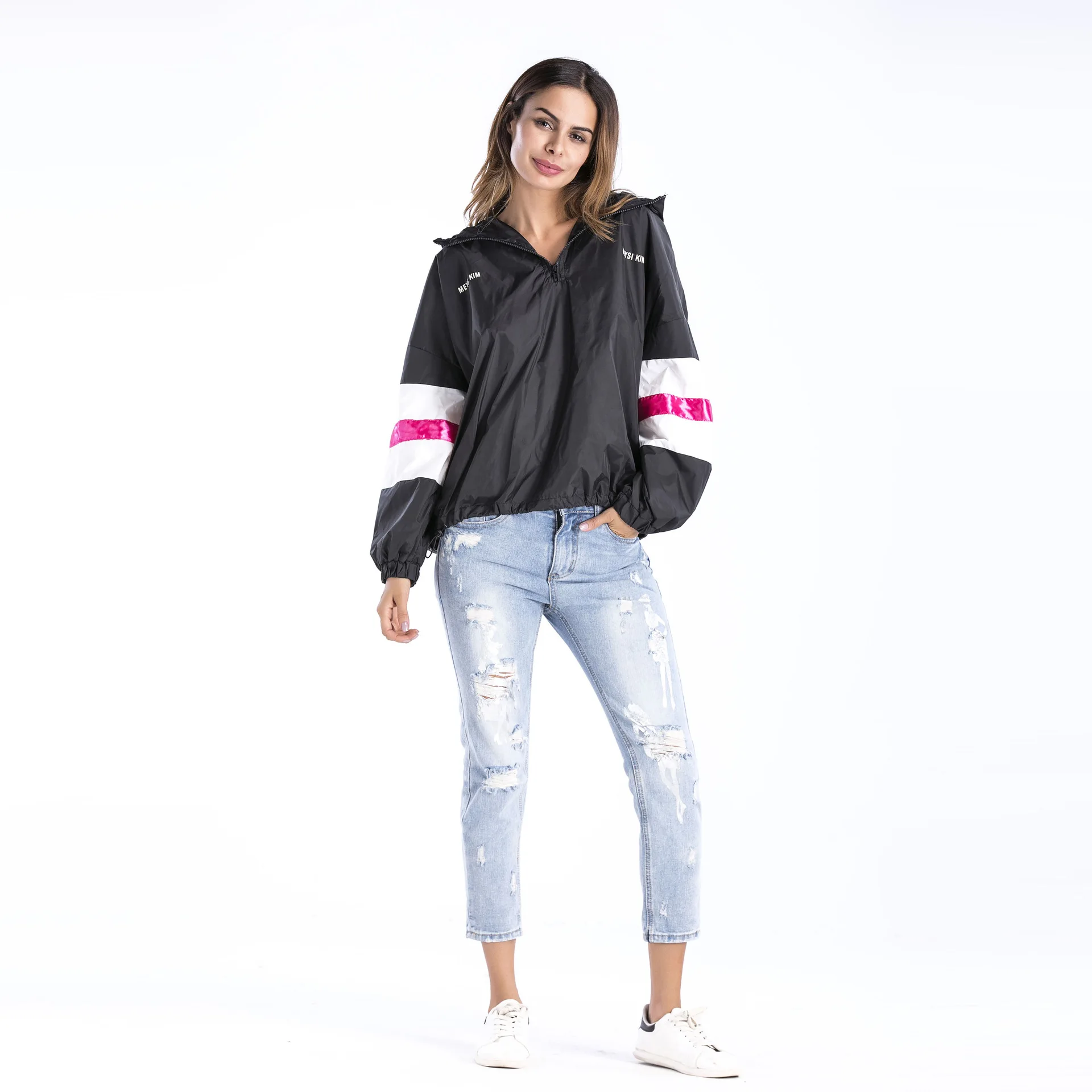 2018 Women's Bohemia jacket hooded letter hooded windbreaker Female Top Casual autumn and winter Sweatershirts Pullover sweater
