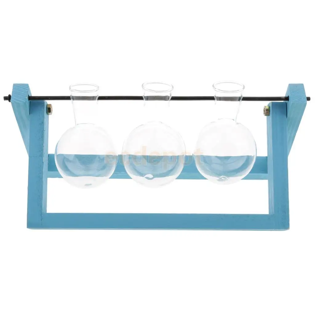 Rustic Wedding Decor Hanging Glass Flower Vase Hydroponic Bottle Container With Wood Tray